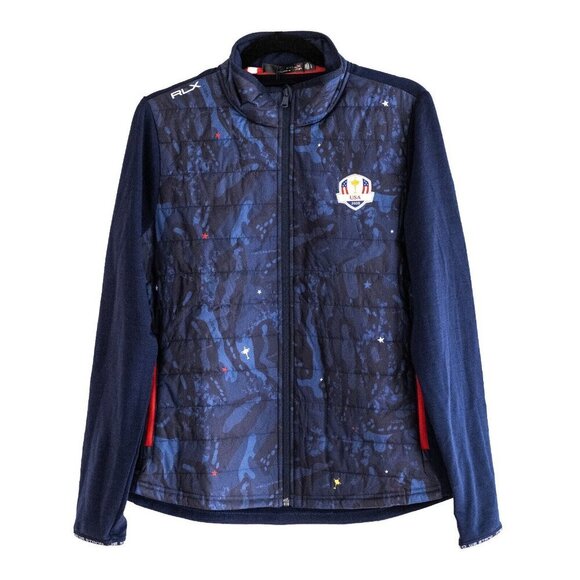 Ralph Lauren RLX Women’s Ryder Cup Team USA Full Zip Jacket Navy/Camo Large NEW - Picture 2 of 12